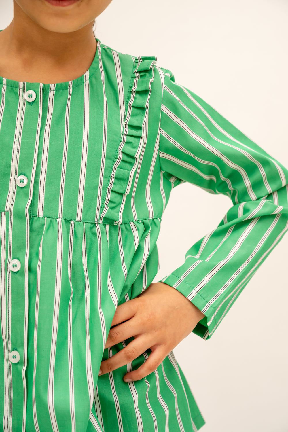 Emerald Stripes Organic Cotton Nightusit - Girls