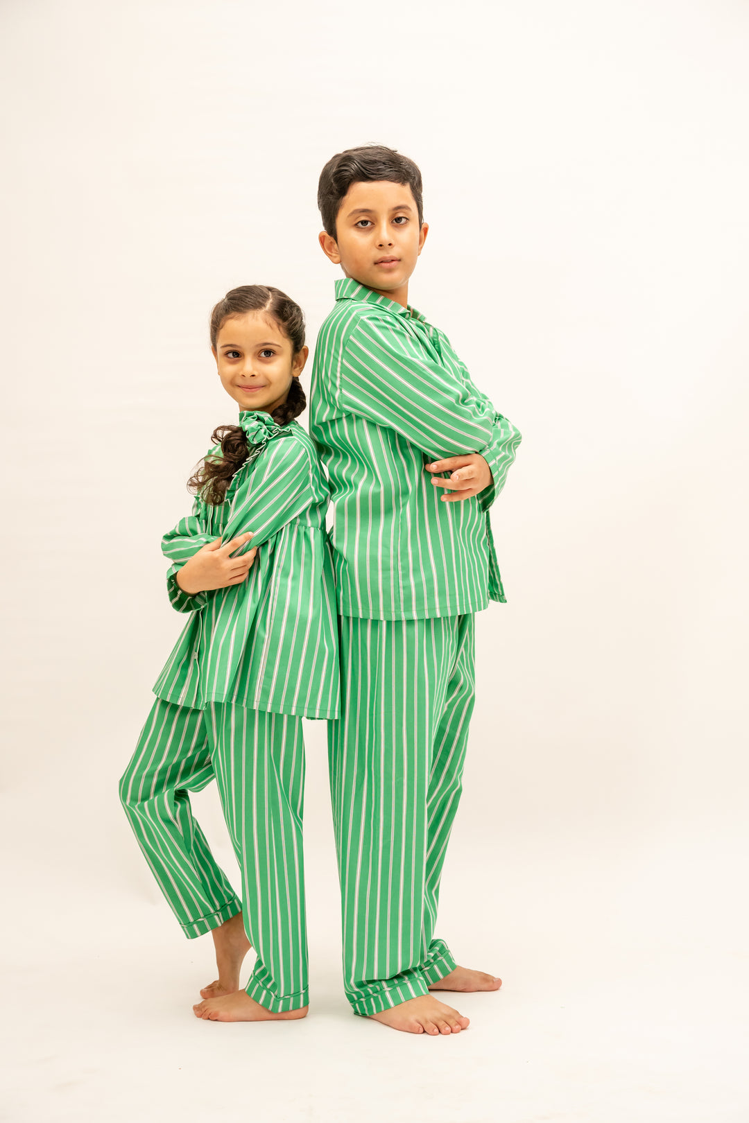 Emerald Stripes Organic Cotton Nightusit - Girls