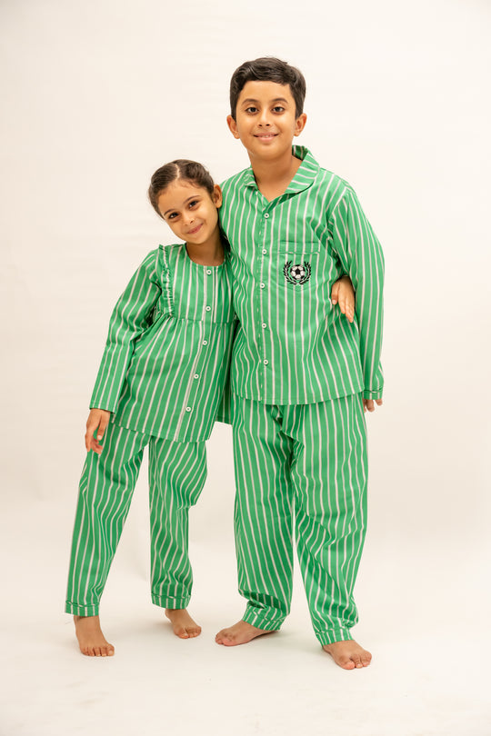 Emerald Stripes Organic Cotton Nightusit - Boys