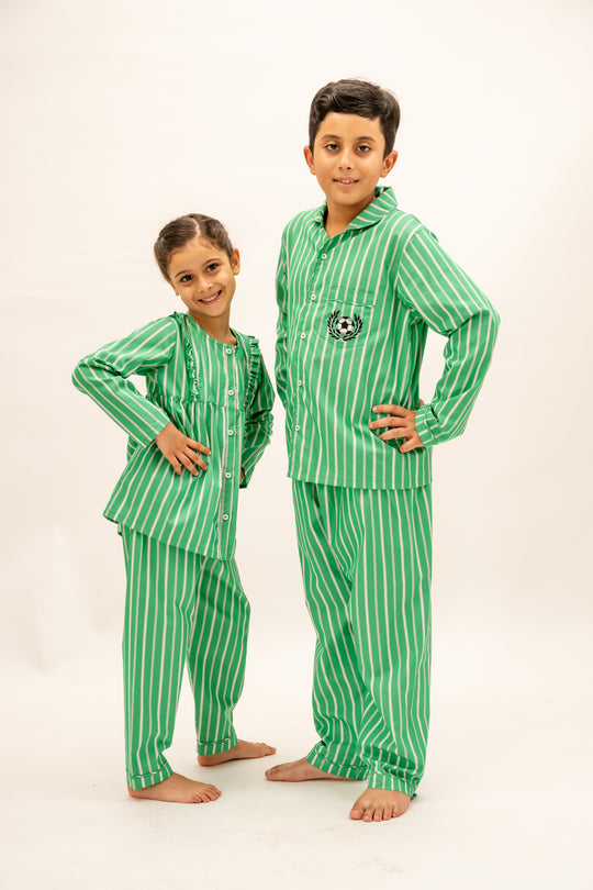Emerald Stripes Organic Cotton Nightusit - Boys