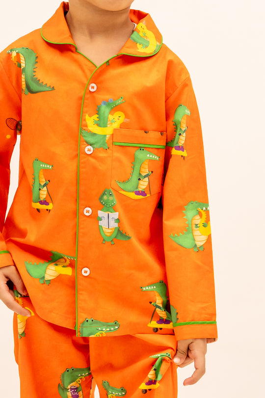Happy Crocs Tangerine Organic Nightsuit - Boys