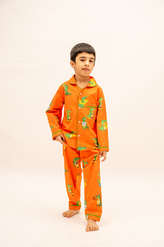 Happy Crocs Tangerine Organic Nightsuit - Boys