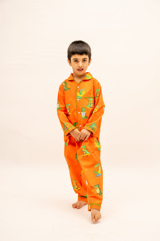 Happy Crocs Tangerine Organic Nightsuit - Boys
