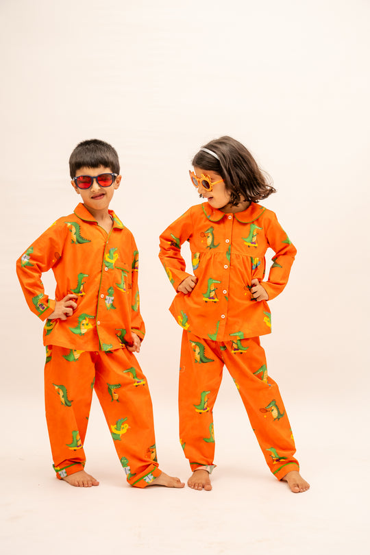 Happy Crocs Tangerine Organic Nightsuit - Girls