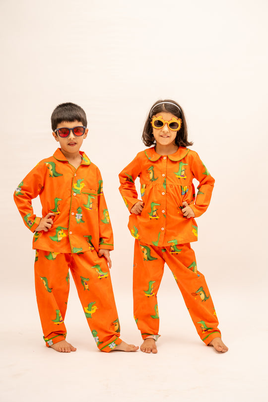 Happy Crocs Tangerine Organic Nightsuit - Girls