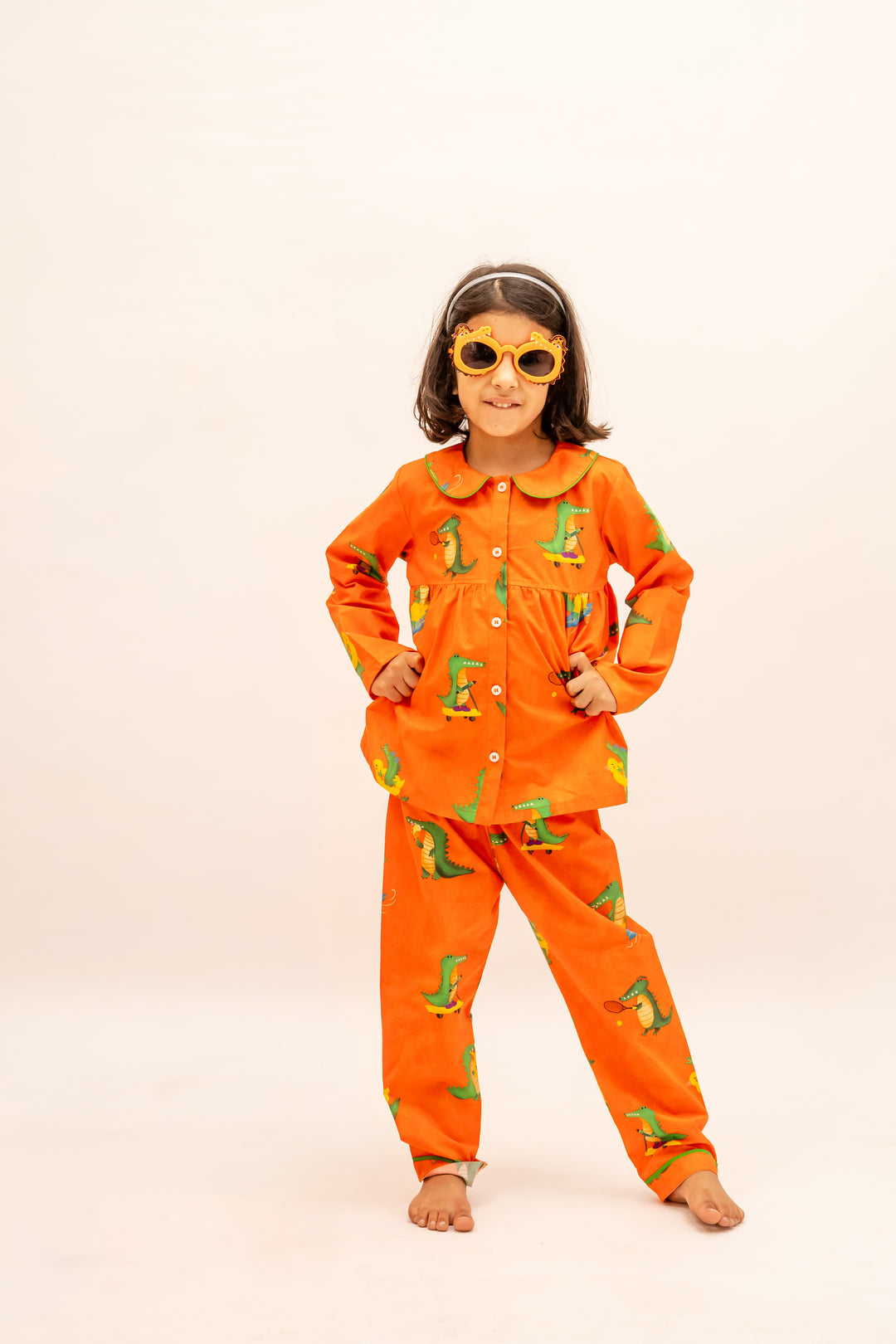 Happy Crocs Tangerine Organic Nightsuit - Girls