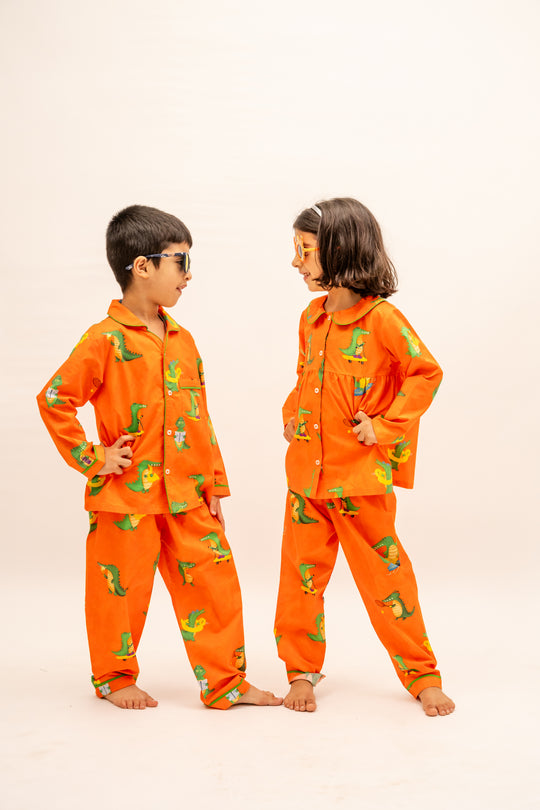 Happy Crocs Tangerine Organic Nightsuit - Girls