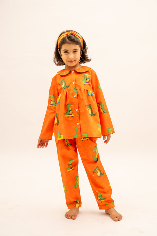 Happy Crocs Tangerine Organic Nightsuit - Girls
