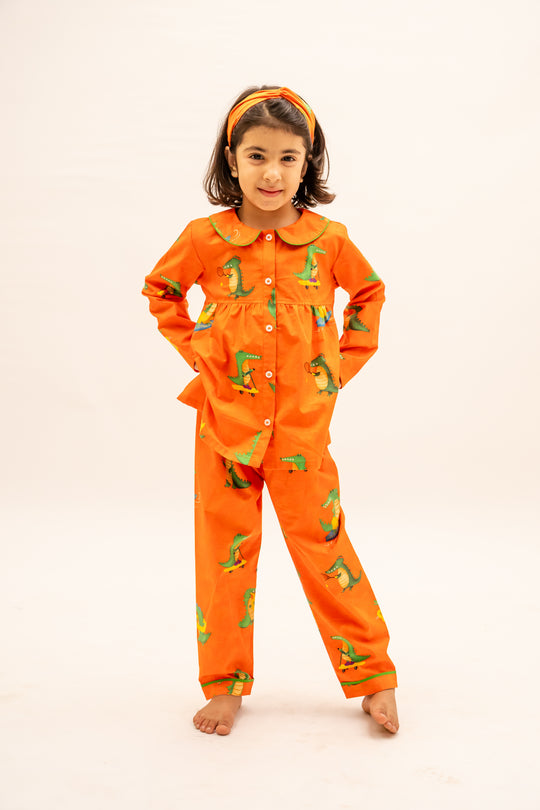 Happy Crocs Tangerine Organic Nightsuit - Girls