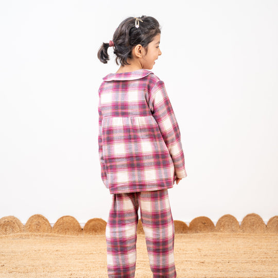 Astana 2.0 Check Winter Cotton Nightsuit - Girls
