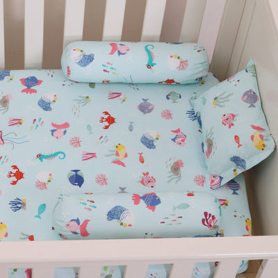 Mermaid Tea Party Organic Cotton Fitted Sheet