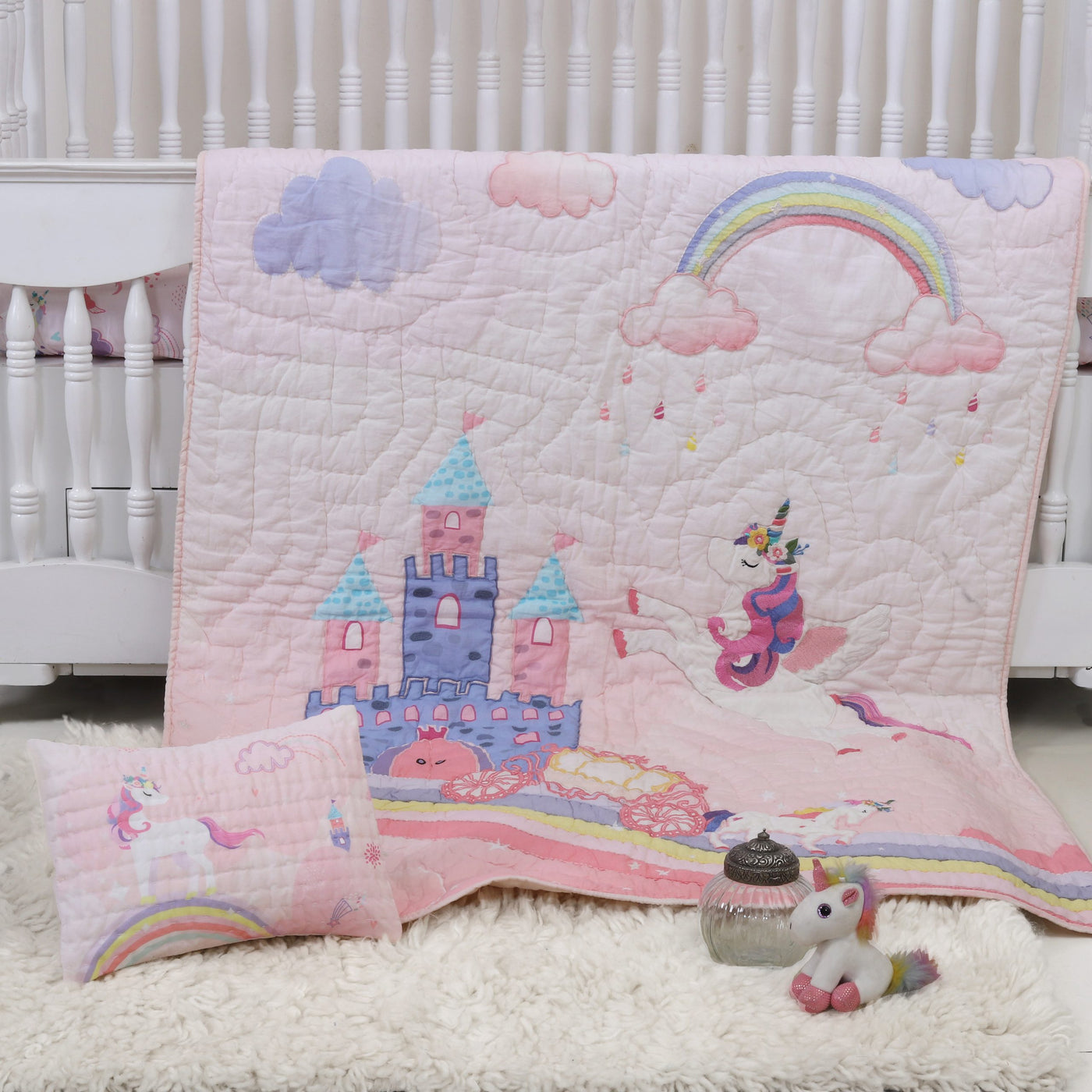 Unicorn Magical Kingdom Organic Cotton Quilted Pillow