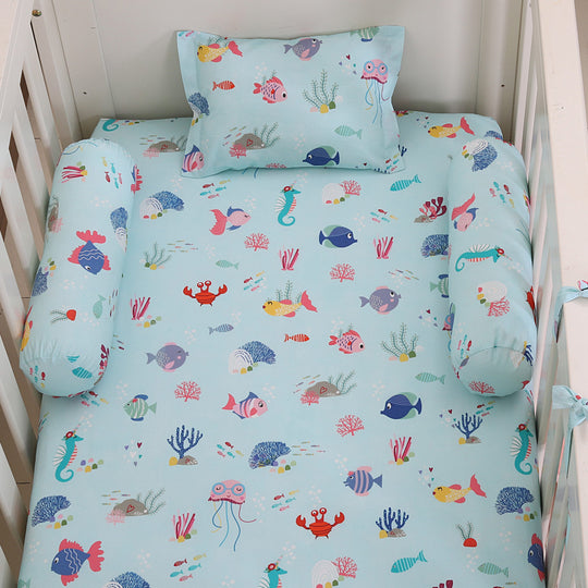 Mermaid Tea Party Organic Cotton Fitted Sheet