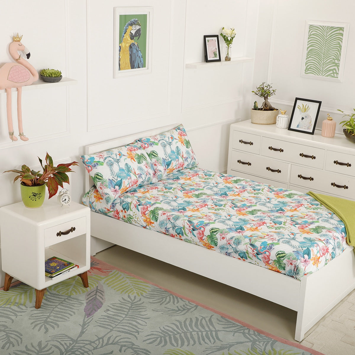 Tropical Paradise Flamingo Bedsheet for Girls