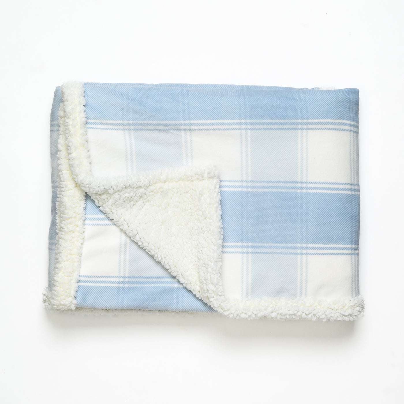 Baby Blue Plaid Sherpa Blanket