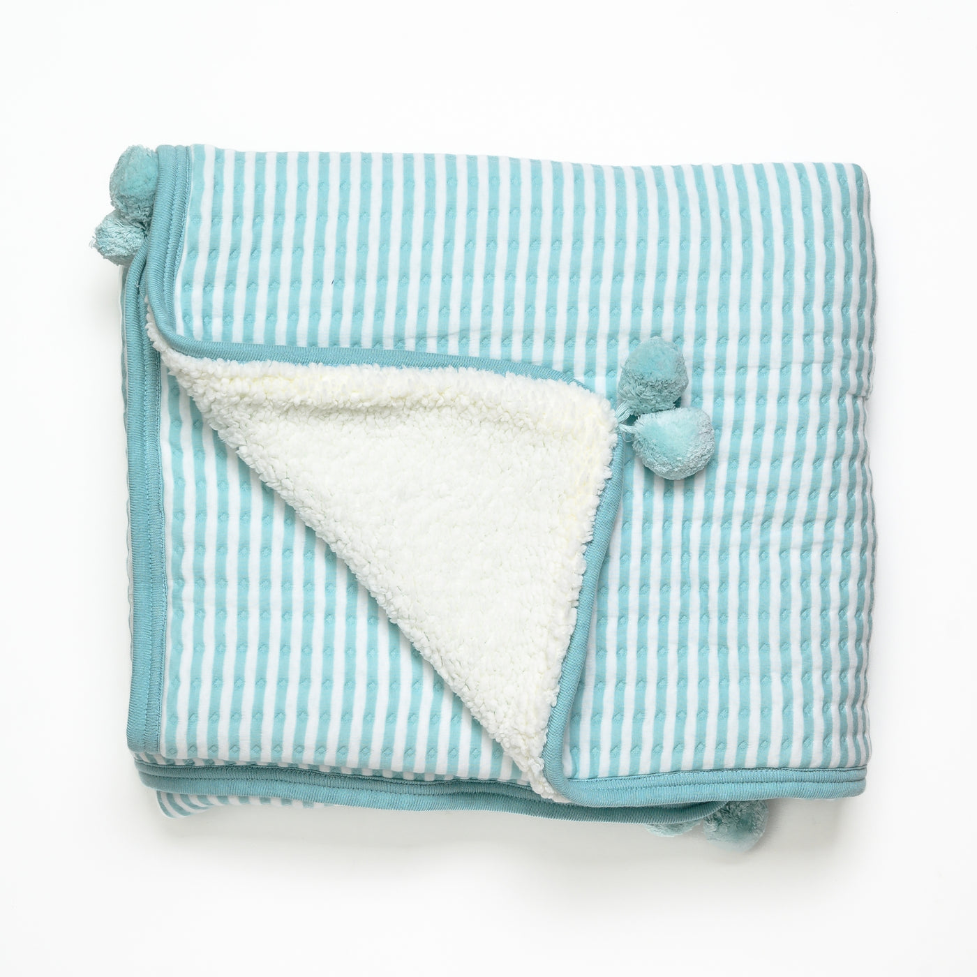 Cool Blue Knit Quilted Blanket with Sherpa