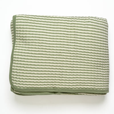 Sage Green Knit Quilted Blanket with Sherpa