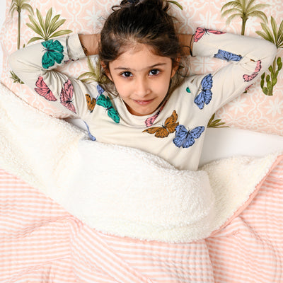 Baby Pink Knit Quilted Blanket with Sherpa