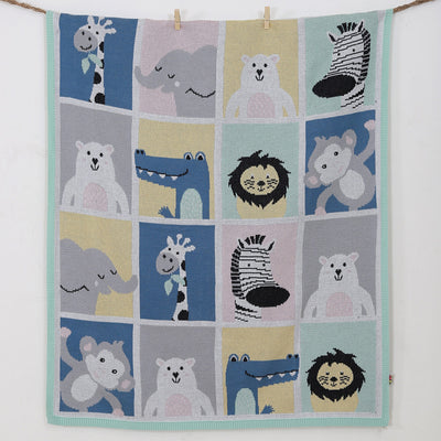 Jungle Animals Organic Cotton Blanket with sherpa