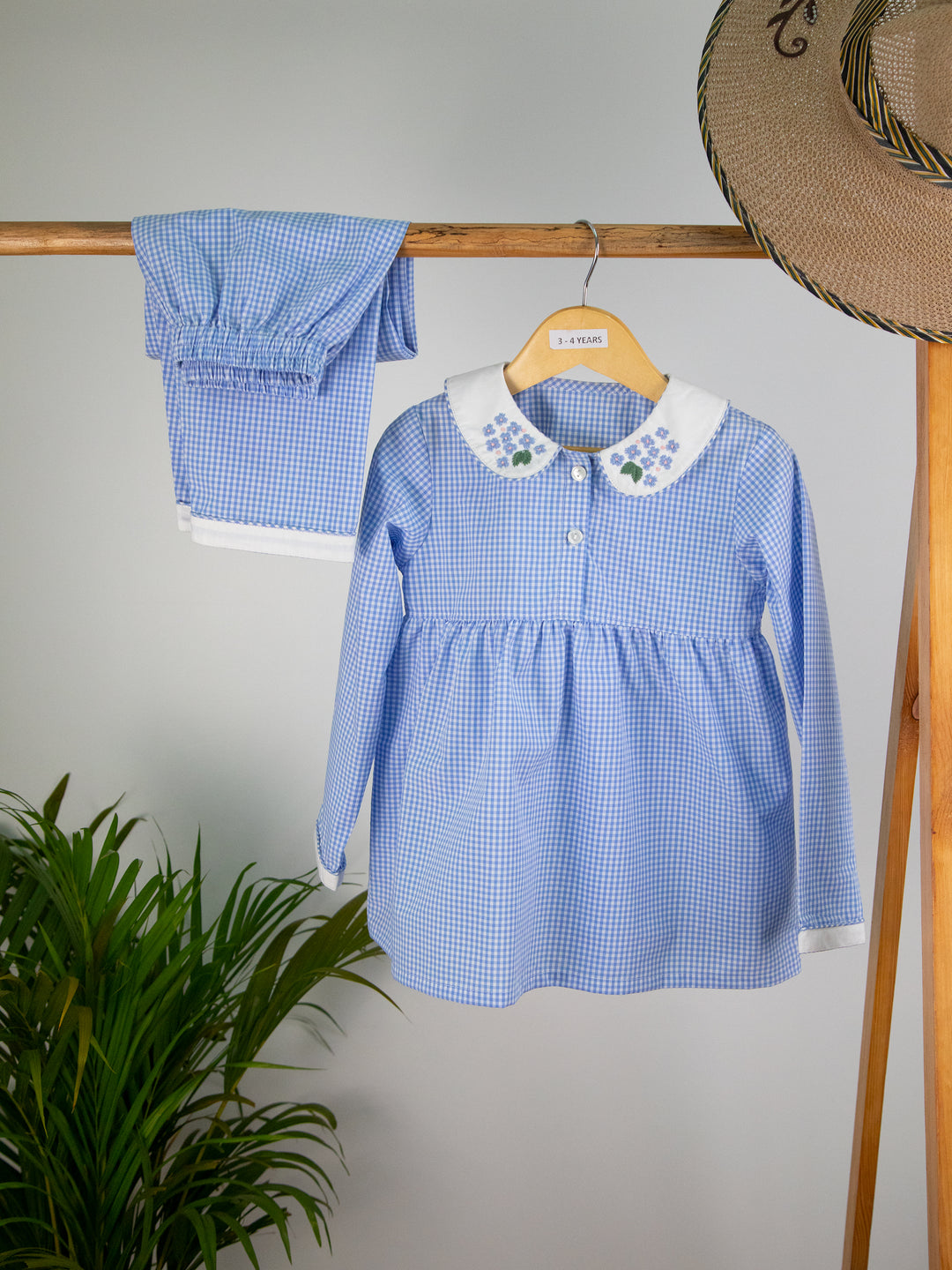 Summer Blue Gingham Cotton Nightsuit