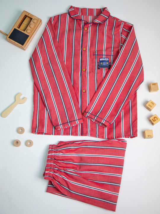 Smith Red Stripe Cotton Nightsuit