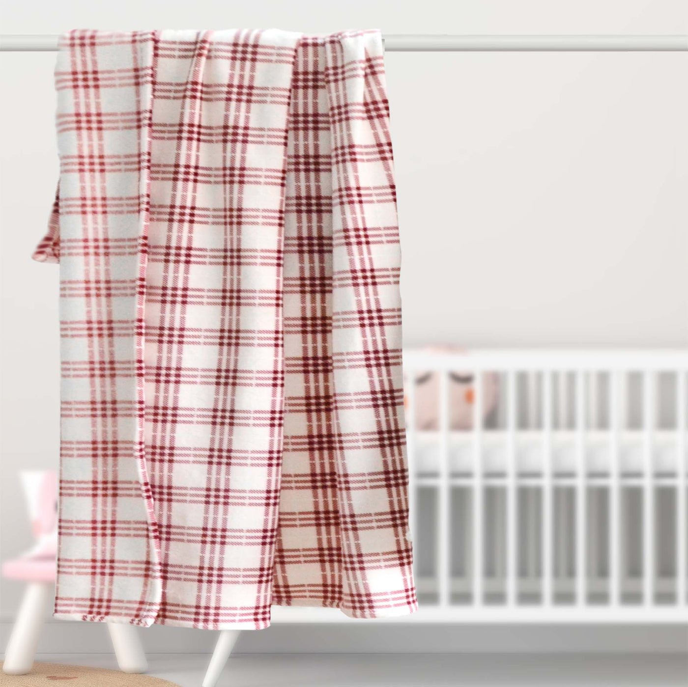 Cream Classic Plaid Double Sided Kids Blanket without Sherpa