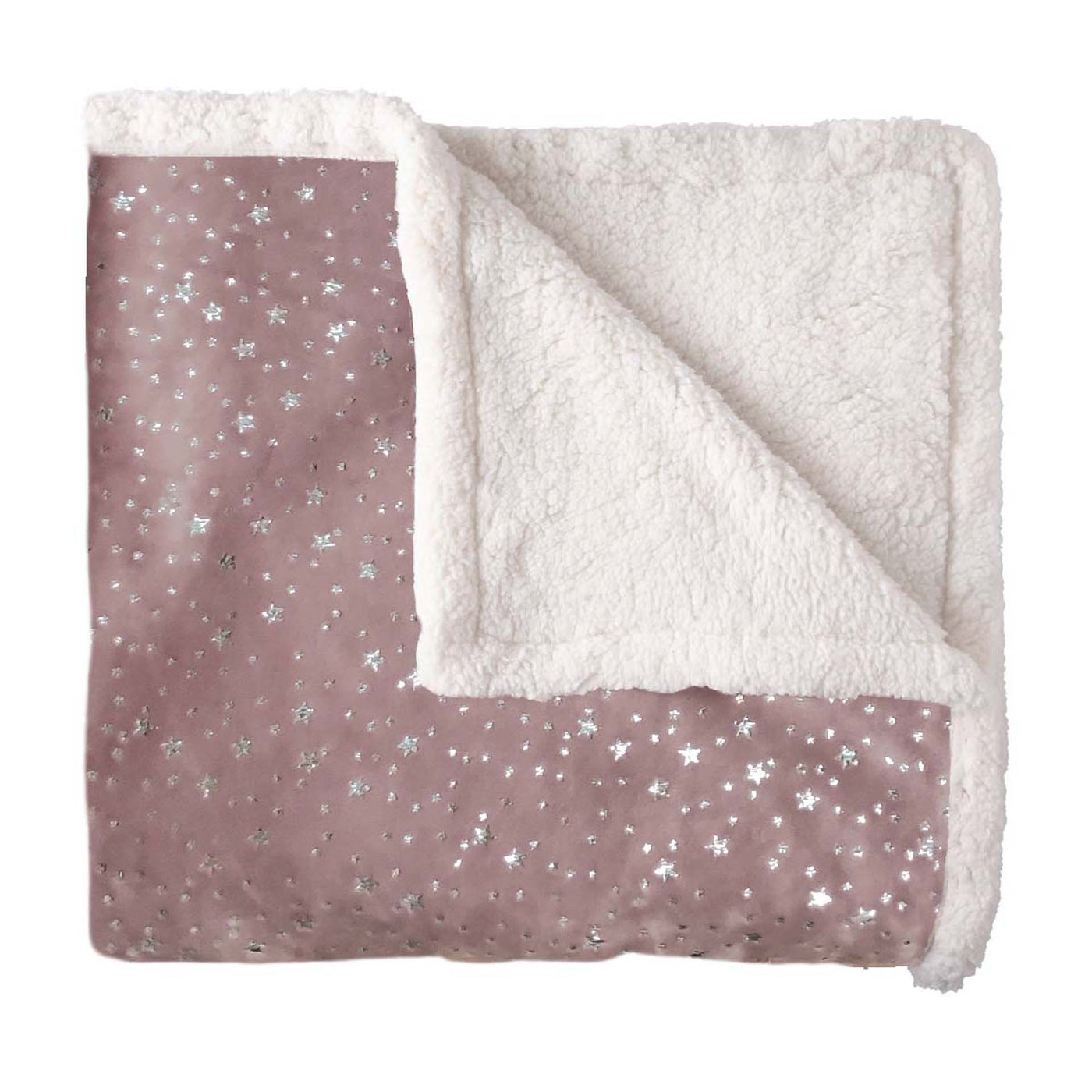 Dusk Pink Star Sherpa Blanket