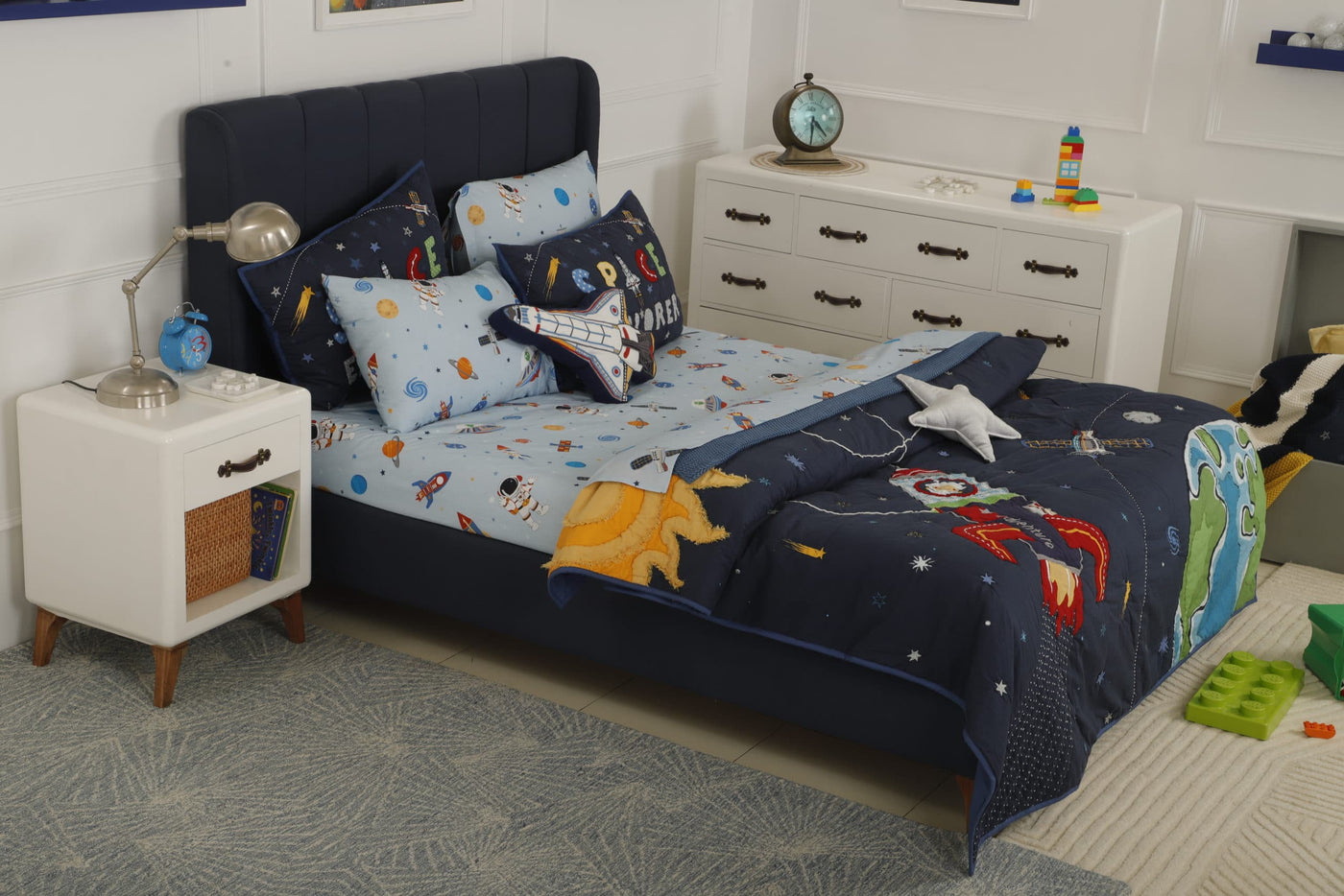 Space Adventure Boys Organic Cotton Quilted Pillow