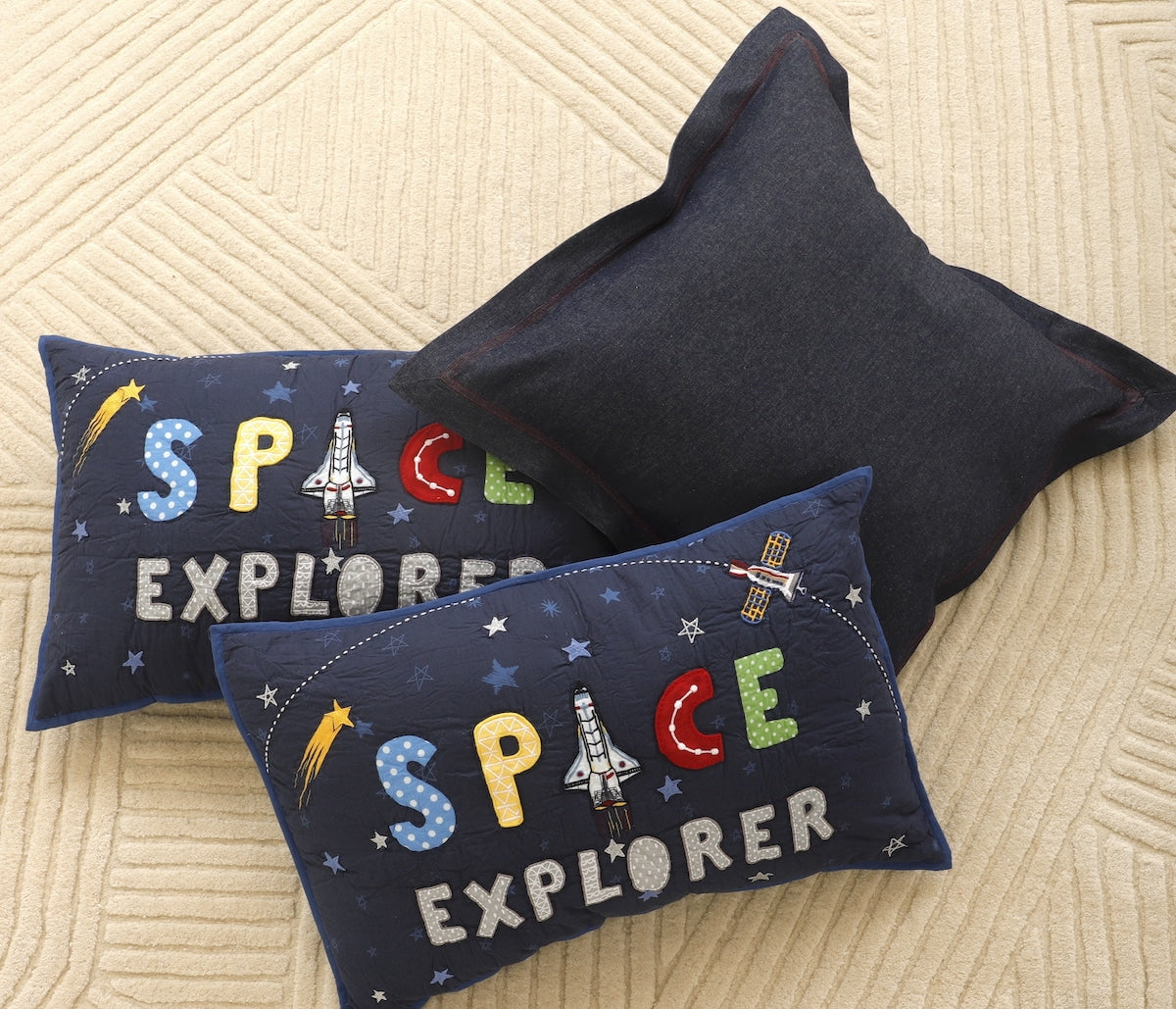 Space Adventure Boys Organic Cotton Quilted Pillow1