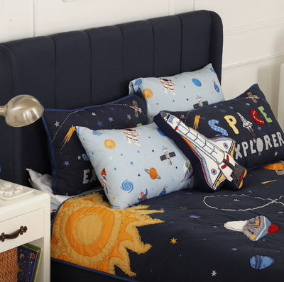 Space Adventure Boys Organic Cotton Quilted Pillow